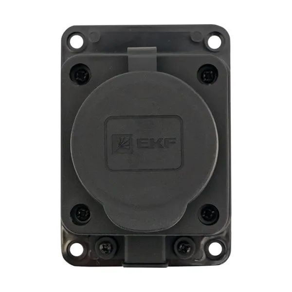 Роз. (колодка) одномест. с защит. крышкой каучуковая 230В 2P+PE 16A IP44 EKF Марс - Фото 7