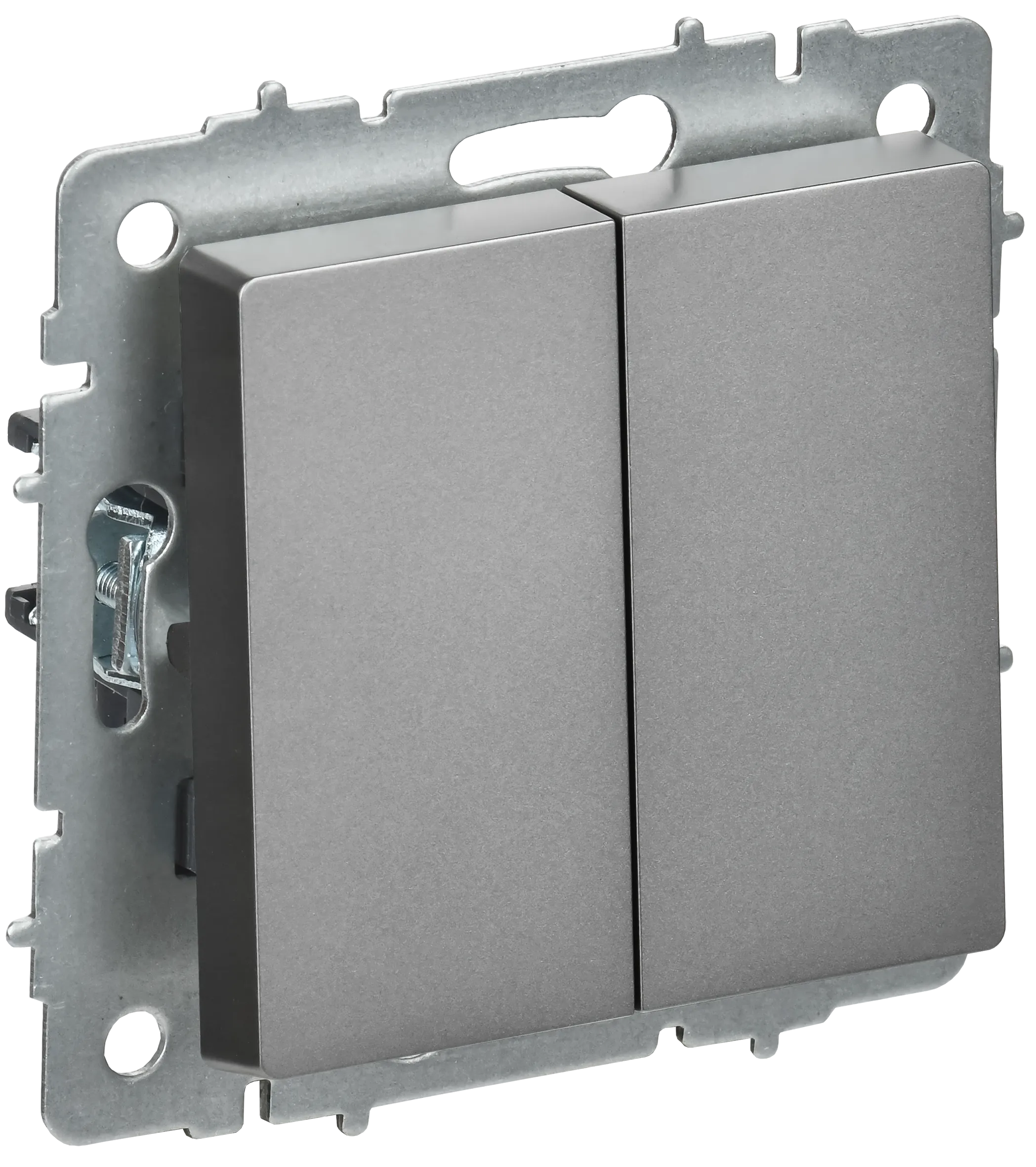 BRITE Выключатель 2-клавишный перекрестный 10А ВС10-2-3-БрС сталь IEK