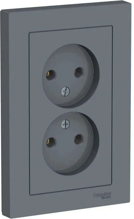 Розетка 2-м СП AtlasDesign 16А IP20 без заземл. в сборе грифель SE ATN000720