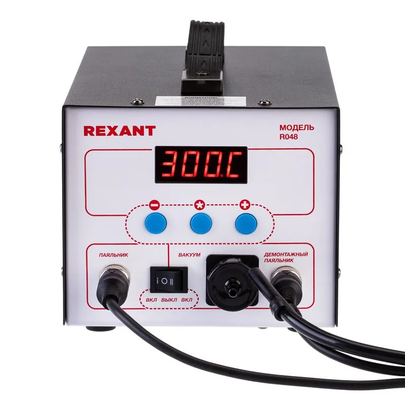 Паяльная станция (паяльник + демонт. паяльник), модель R048, цифровая, 200-480°C, LED дисплей REXANT - Фото 3