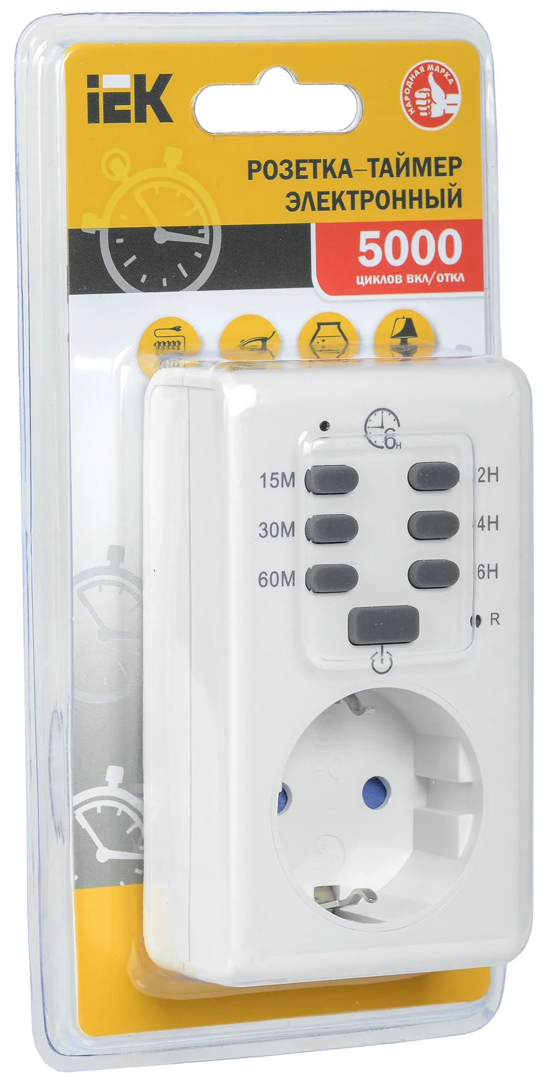 Розетка-таймер электронный РТЭ-2 с индикацией 15мин-6ч 16А IP20 IEK - Фото 2