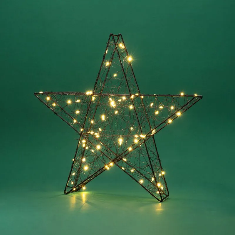 Металлическая 3D-фигура Звезда 35см, цвет свечения теплый белый, питание 3хAA (не в комплекте) NEON-NIGHT