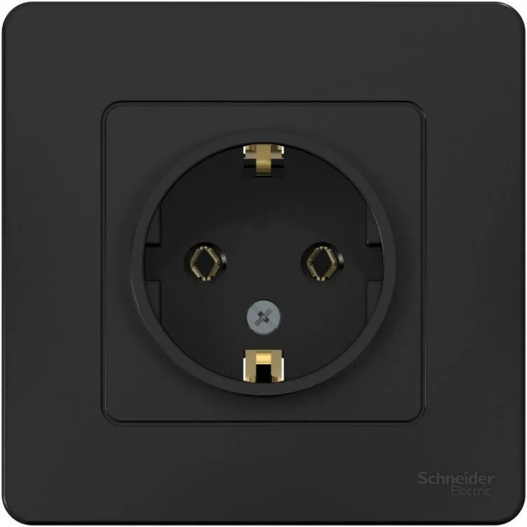 Розетка 1-м СП Blanca 16А IP20 250В с заземл. без защ. шторок антрацит SE BLNRS001016 - Фото 3