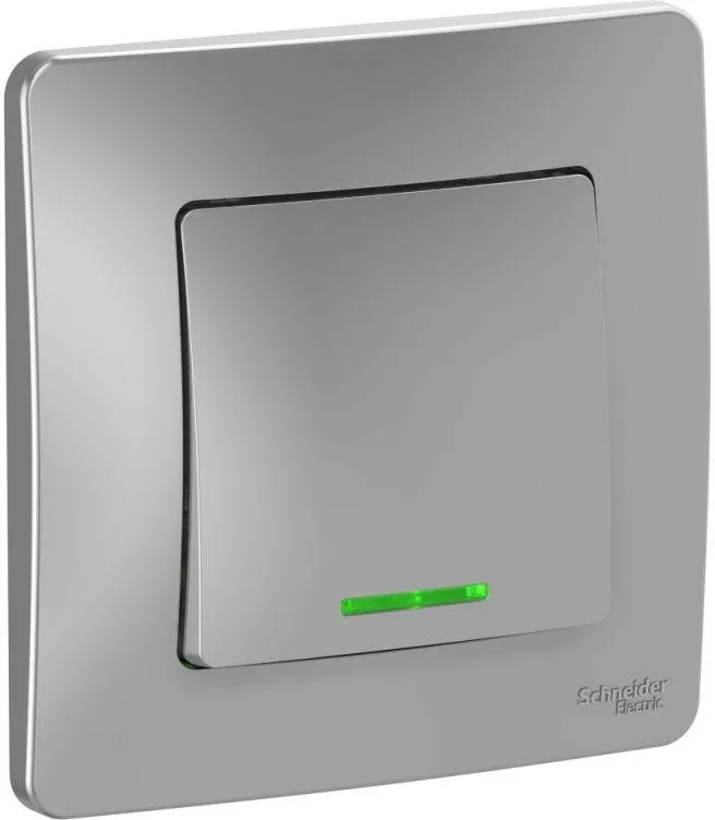 Выключатель 1-кл. СП Blanca 10А IP20 (сх. 1) 250В с подсветкой алюм. SE BLNVS010113