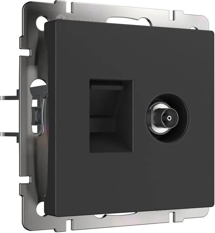 Розетка ТВ+Ethernet RJ-45 6 cat.(черный матовый) Werkel