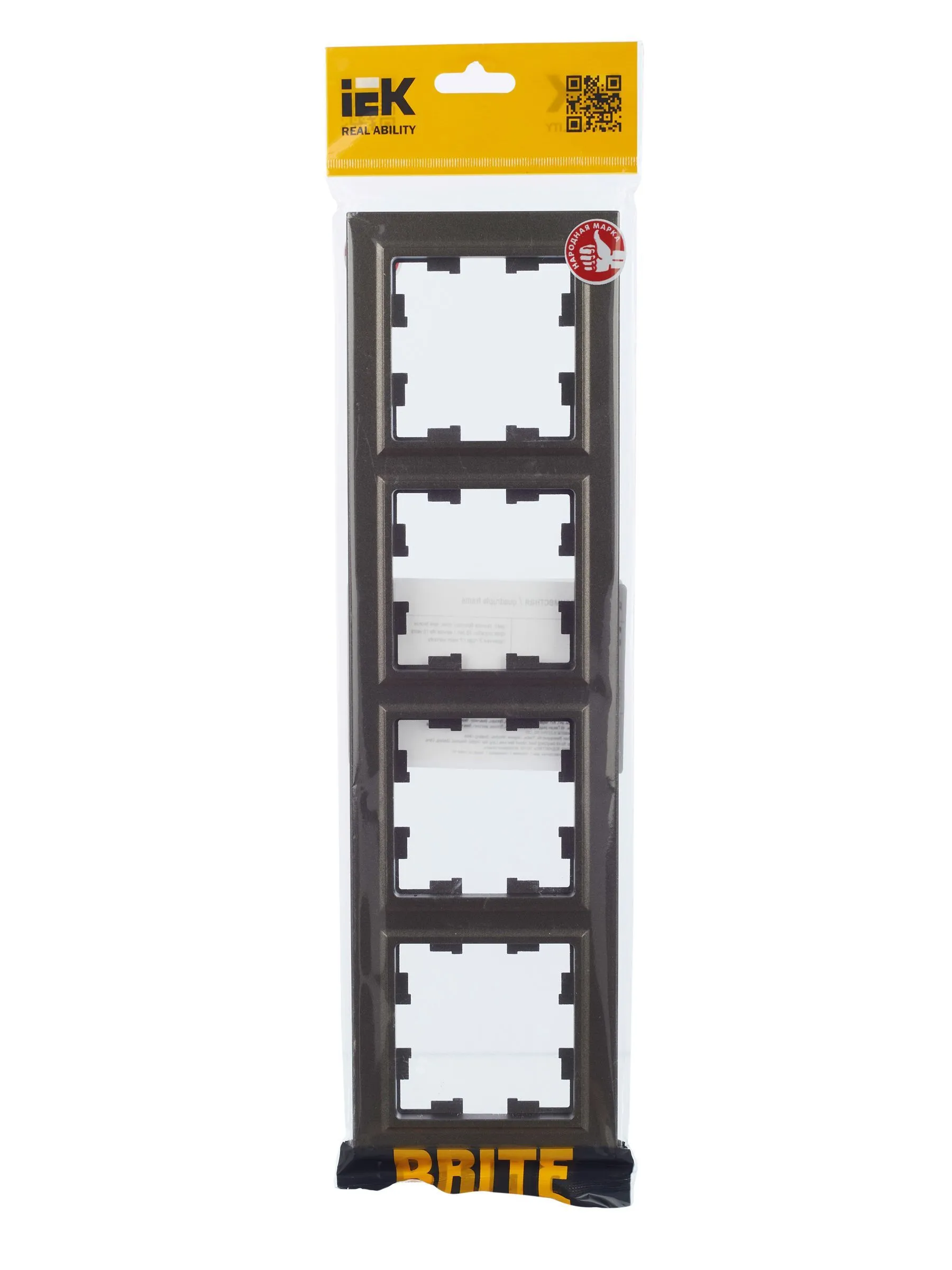 BRITE Рамка 4-местная РУ-4-БрТБ темная бронза IEK - Фото 5