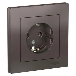 Розетка 1-м СП AtlasDesign 16А IP20 с заземл. защ. шторки в сборе мокко SE ATN000644 1240370