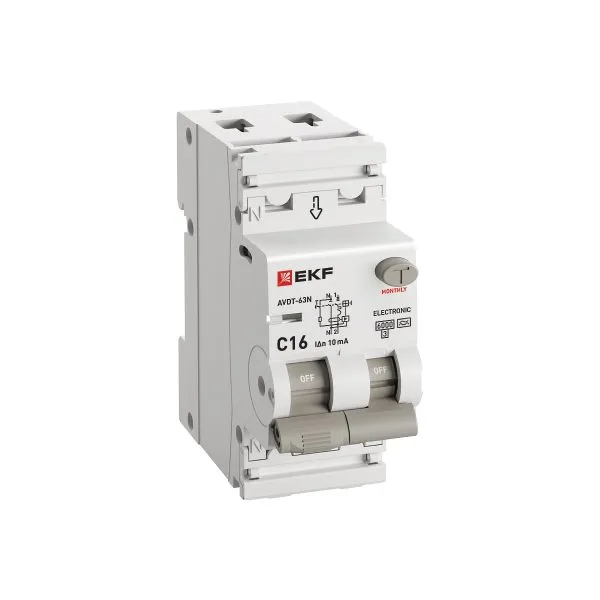 Диф. автомат АВДТ-63N 1P+N 16А (C) 10мА (A) эл 6кА PROXIMA EKF - Фото 2