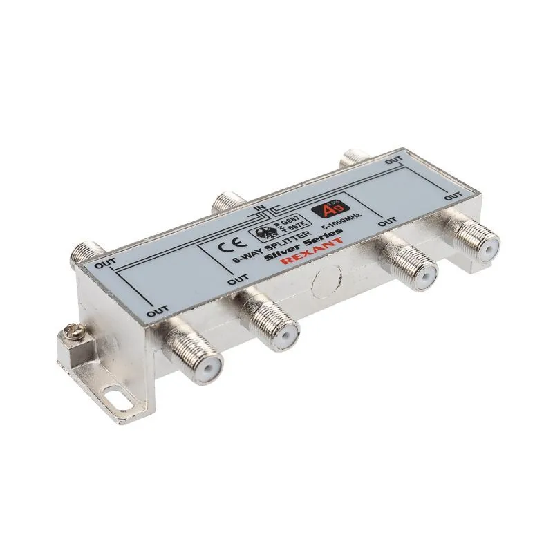 Делитель ТВх6 под F-разъем, 5-1000МГц, Silver (7 F-разъемов в комплекте) REXANT 05-6104