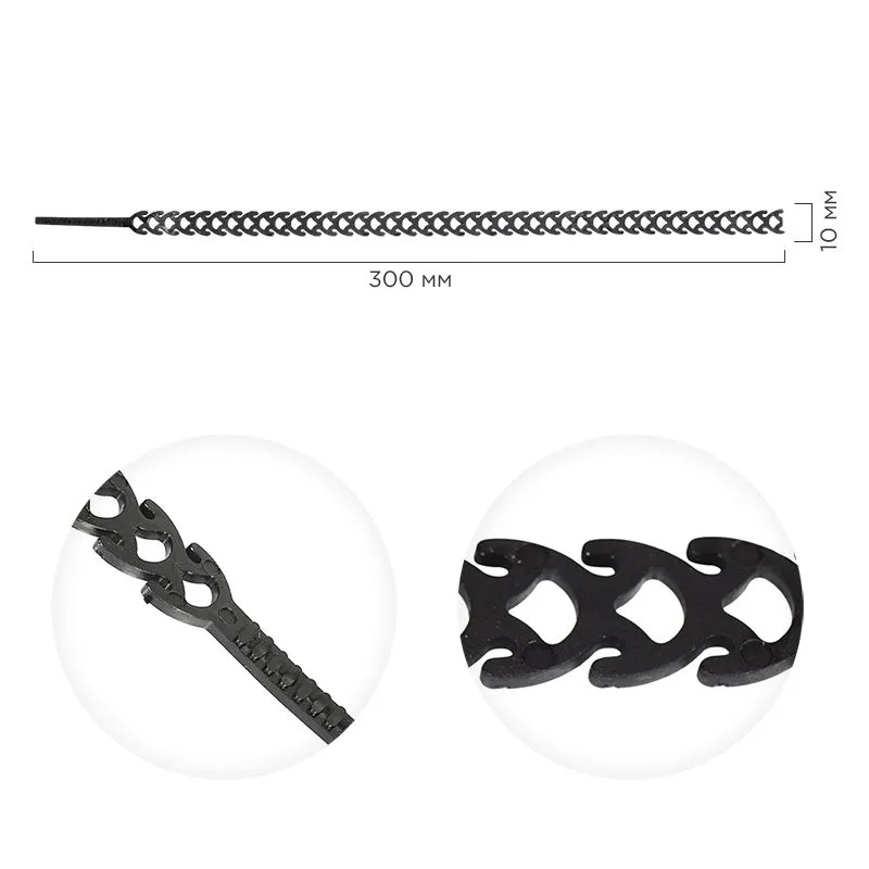 Стяжка полимерная многоразовая 300х10мм, черная (20 шт/уп) REXANT - Фото 2
