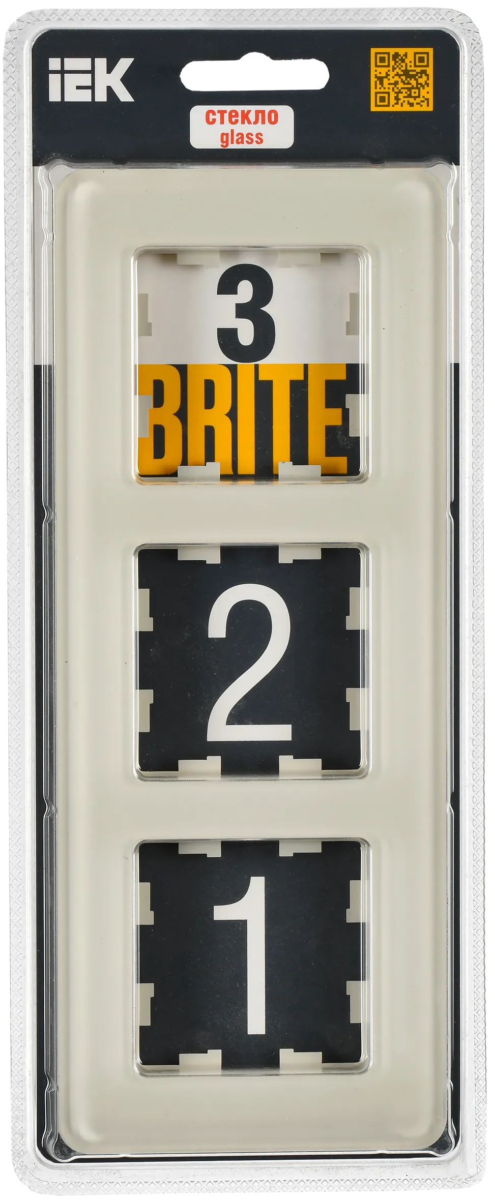 BRITE Рамка 3-местная РУ-3-2-Бр стекло песчаный RE IEK - Фото 2