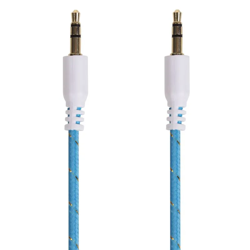 Аудиокабель AUX 3,5мм, 1м, синий, в тканевой оплетке REXANT - Фото 2