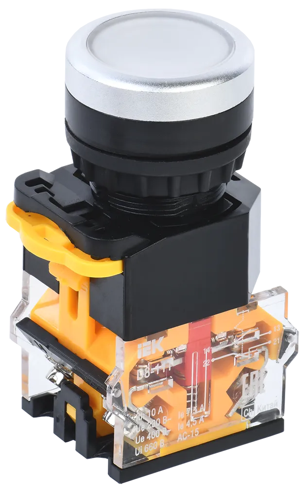 Кнопка управления D8-11T d=22мм 1з+1р с фиксацией белая IEK