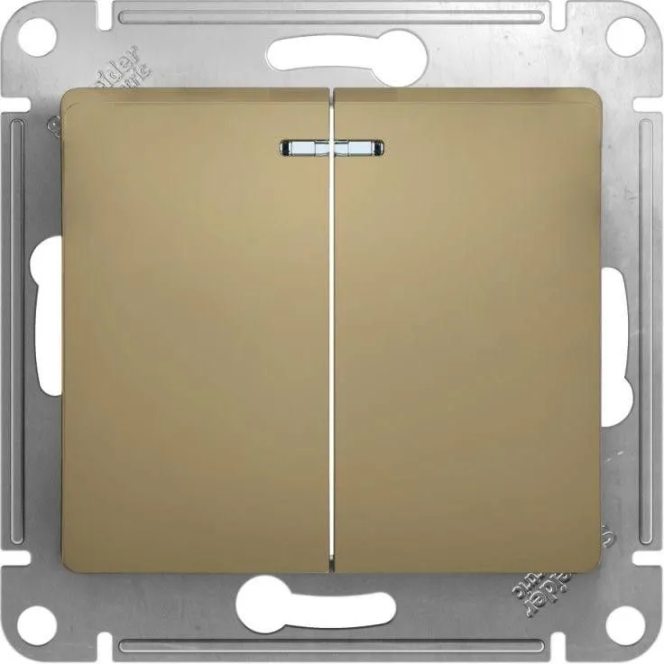 Выключатель 2-кл. СП Glossa 10А IP20 (сх. 5а) 10AX с подсветкой механизм титан SE GSL000453