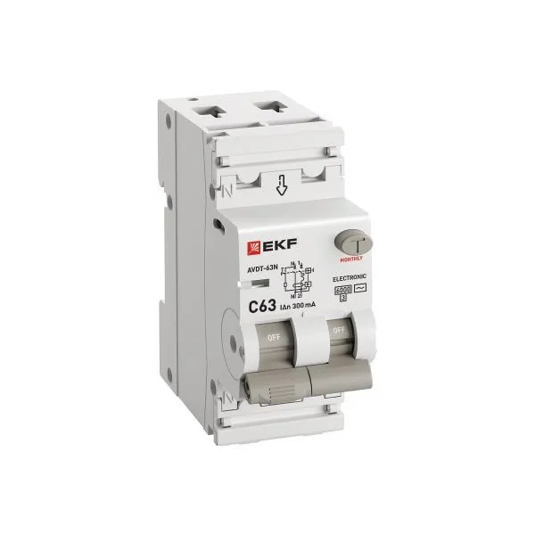 Диф. автомат АВДТ-63N 1P+N 63А (C) 300мА (AC) эл 6кА PROXIMA EKF - Фото 2