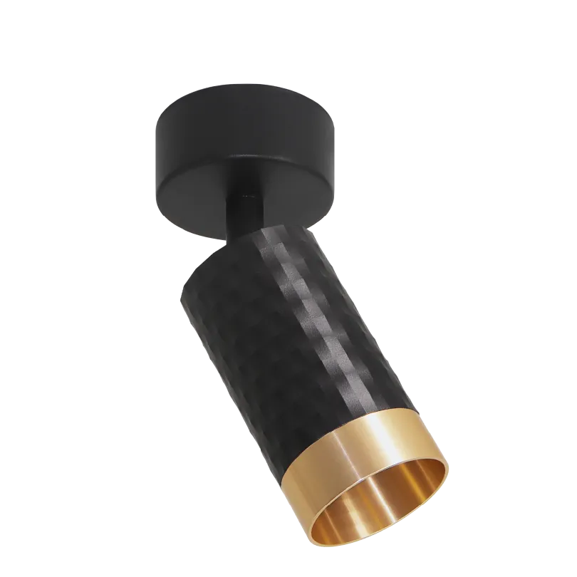 Накладной светильник WOLTA WSL-GU10/S10BG IP20 под лампу GU10 Чёрный/золото CELLA D60x170 1/50 - Фото 8