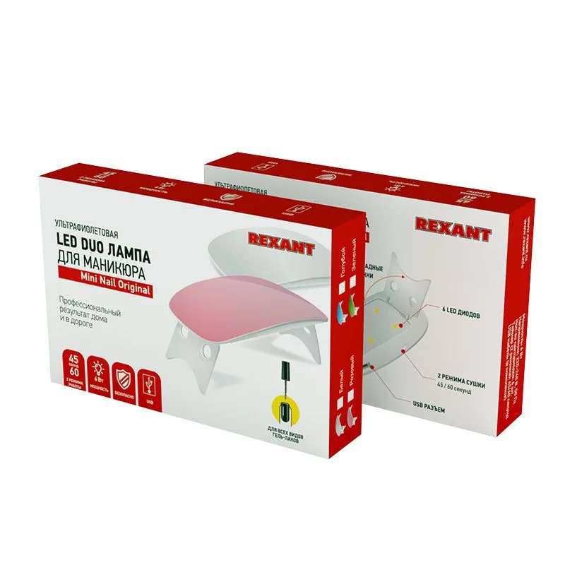 Лампа для сушки ногтей Mini Nail Original (LED,6Вт, кабельUSB)  REXANT - Фото 4