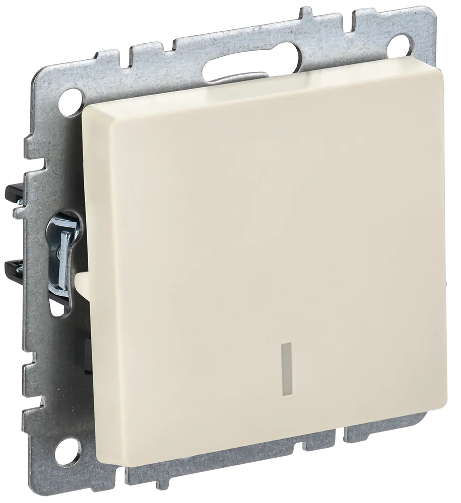 BRITE Выключатель 1-клавишный с индикацией 10А ВС10-1-1-БрКр бежевый IEK