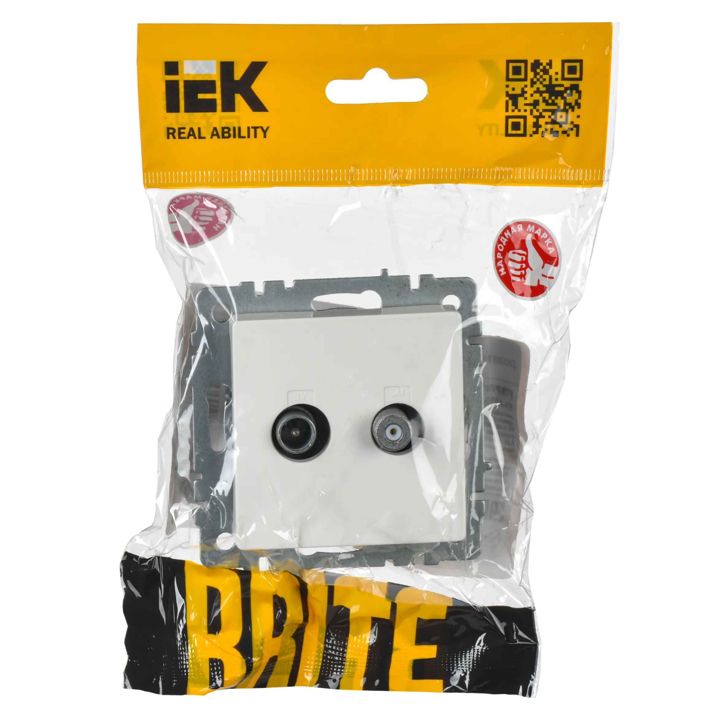 BRITE Розетка двойная TV+SAT РТВ/РСп12-БрБ белый IEK - Фото 3