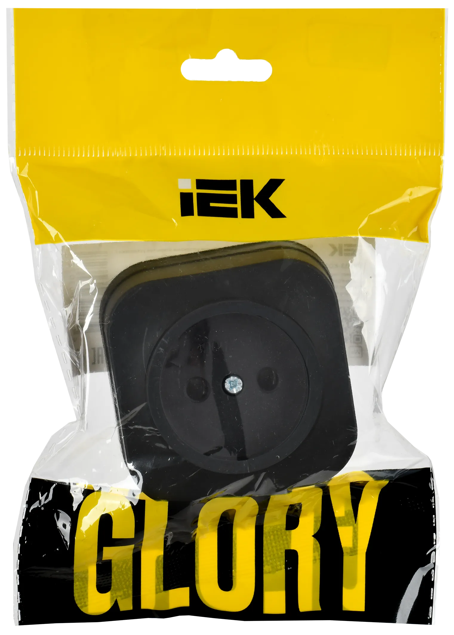 GLORY Розетка 1-местная для открытой установки без заземления без защитных шторок 10А РС20-2-ХЧм черный матовый IEK - Фото 2