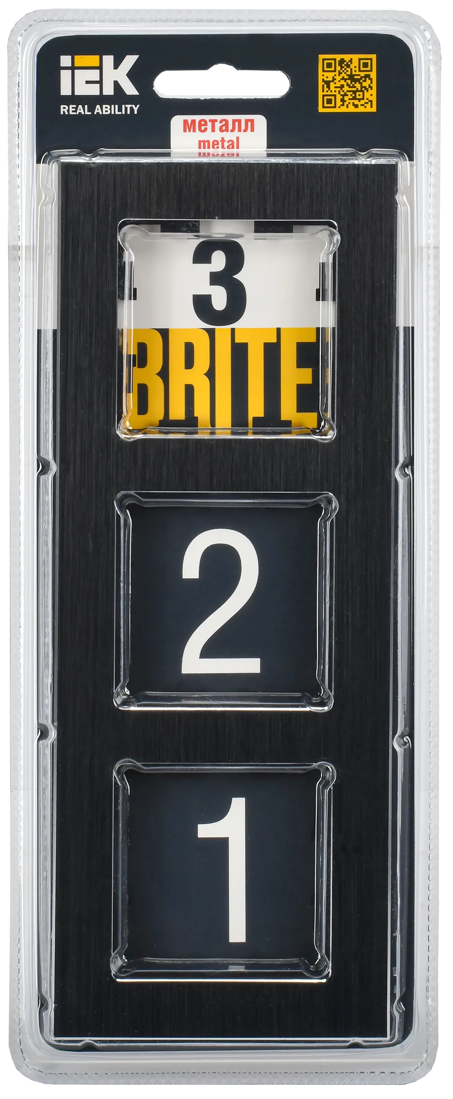 BRITE Рамка 3 -местная РУ-3-1-БрЧ металл черный IEK - Фото 2