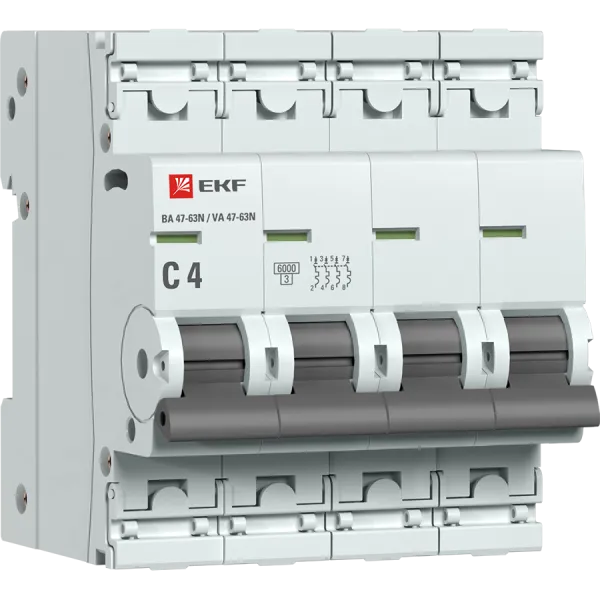 Авт. выкл. 4P 4А (C) 6кА ВА 47-63N EKF PROxima