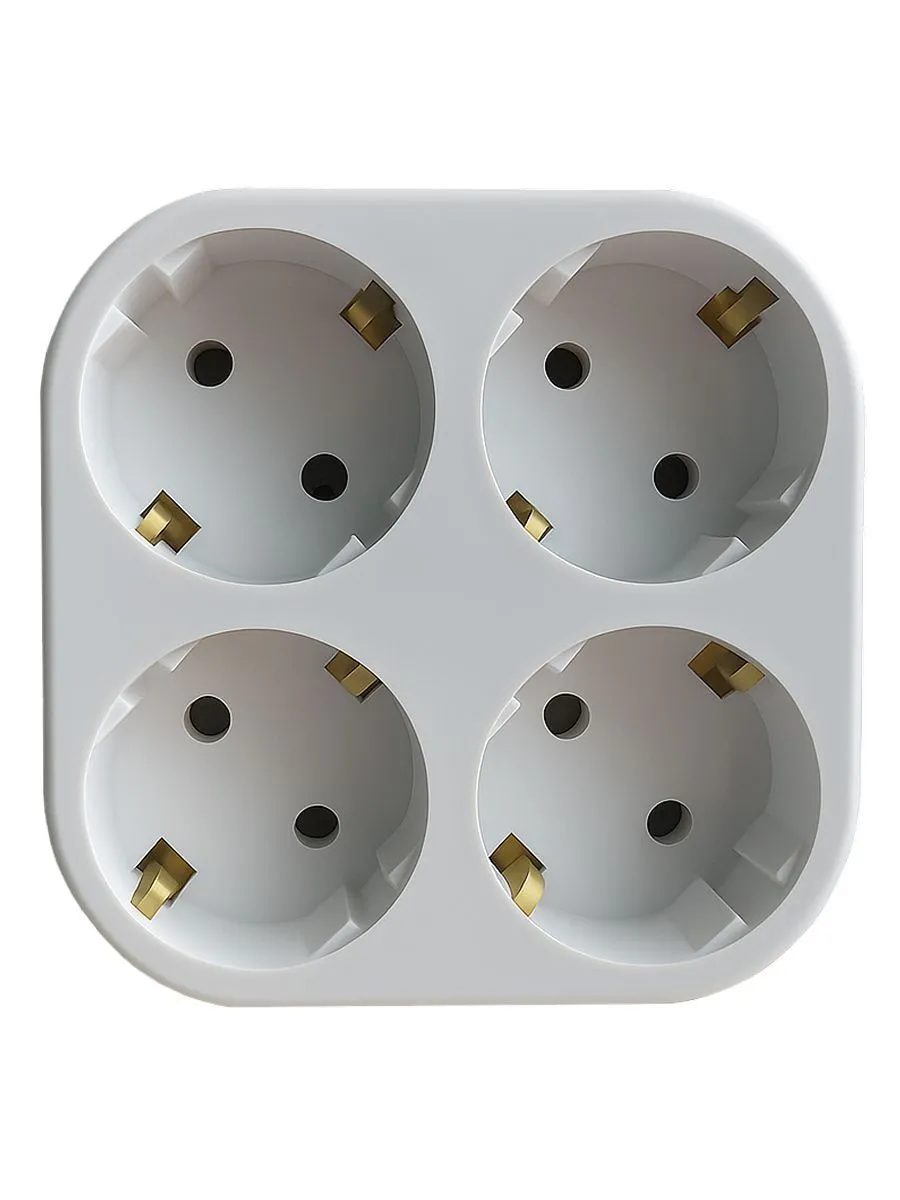 Разветвитель электрический 4 розетки с заземлением, 16А, белый DEKRON DEK0907-0014
