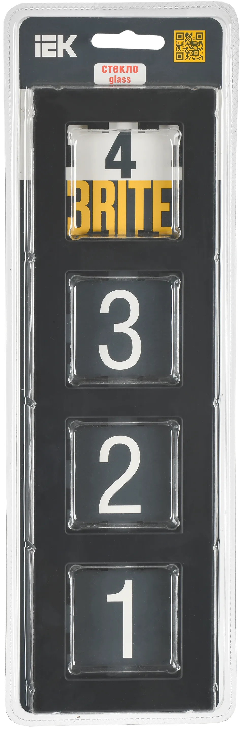 BRITE Рамка 4-местная РУ-4-2-Бр стекло черный матовый IEK - Фото 2