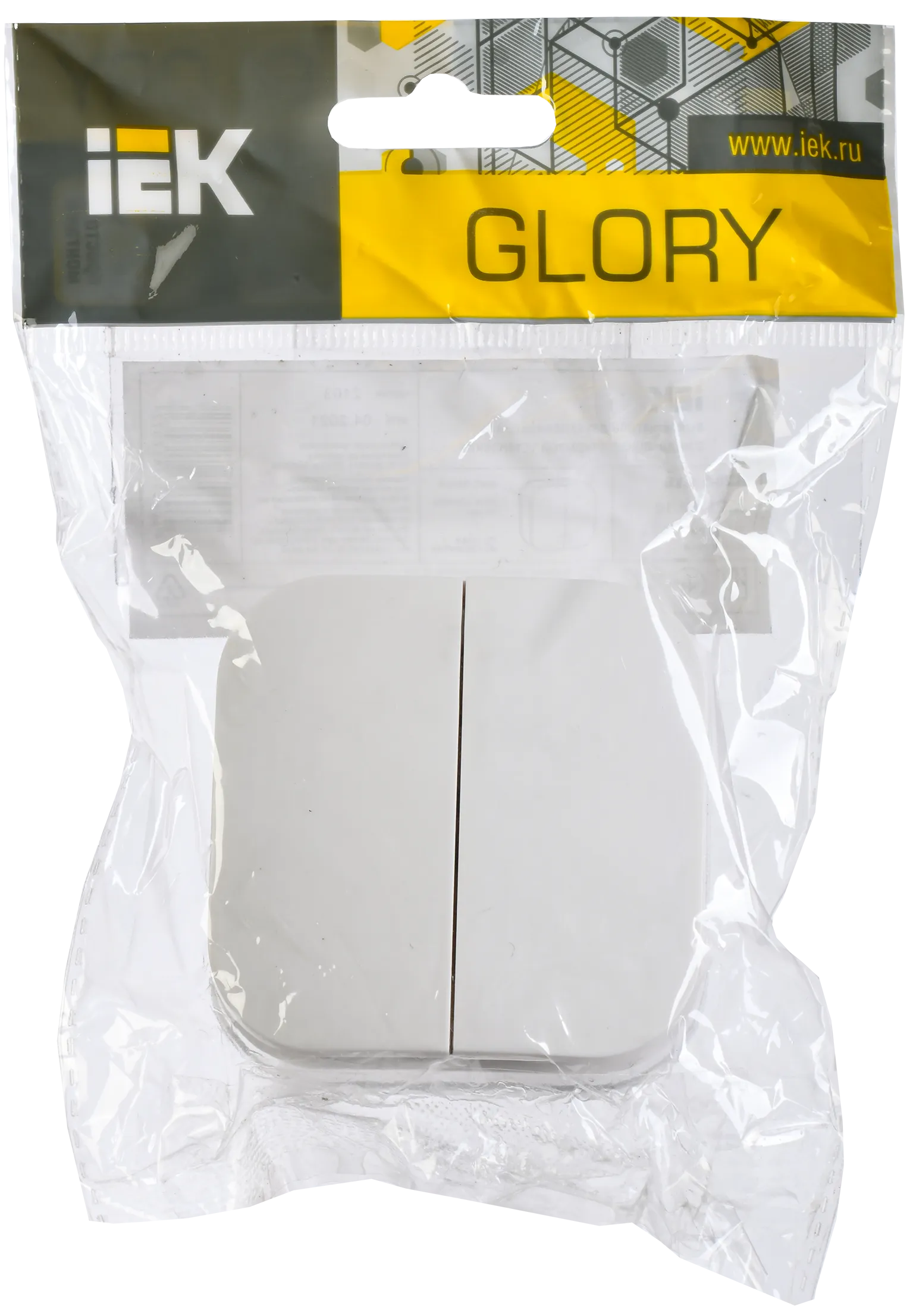 GLORY Выключатель 2-клавишный для открытой установки 10А ВС20-2-0-ХБ белый IEK - Фото 2