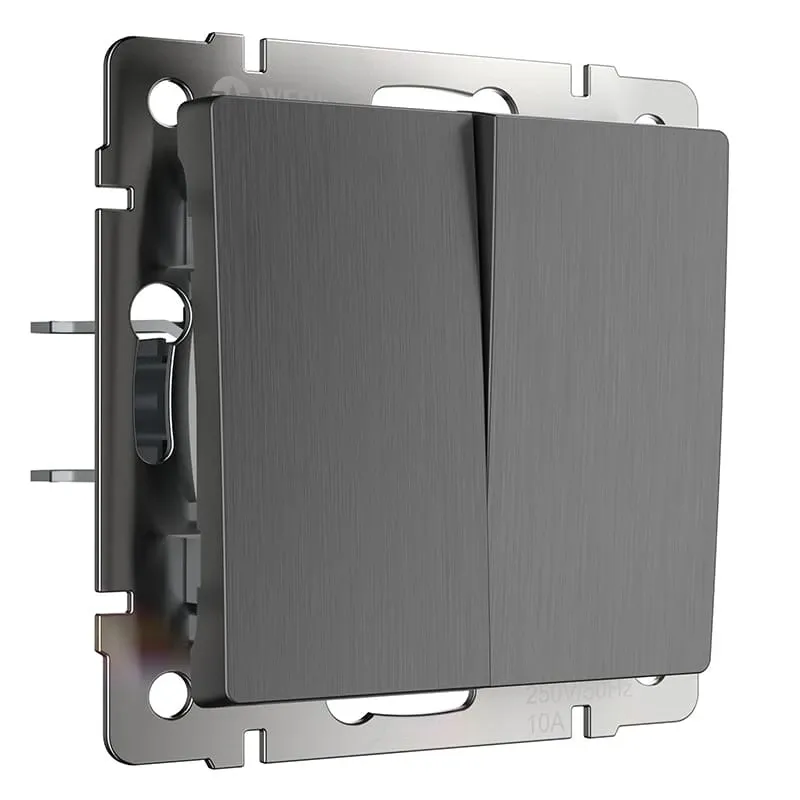 Выключатель двухклавишный (графит рифленый) Werkel