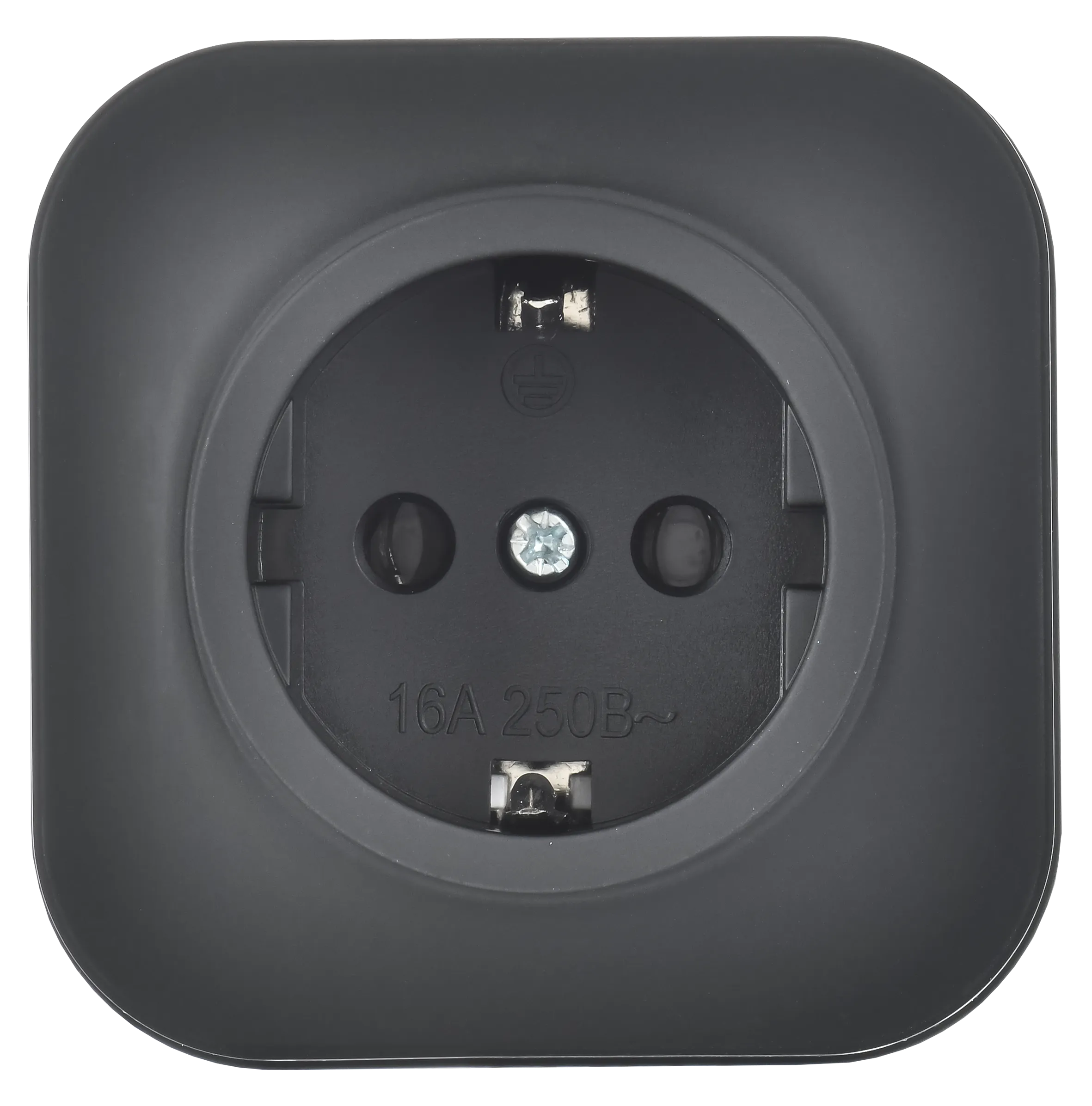 GLORY Розетка 1-местная для открытой установки с заземлением без защитных шторок 16А РС20-3-ХЧм черный матовый IEK - Фото 5