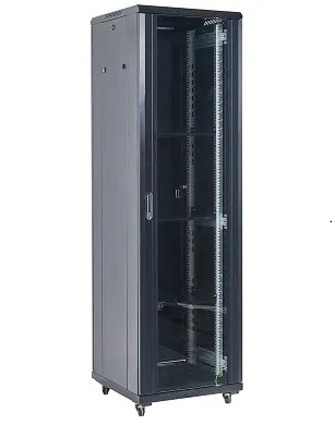 Напольный шкаф 19" 22U 600×600×1164 (ШxГxВ), дверь стекло, металлическая задняя дверь, боковые съемные стенки, RAL 9005 REXANT