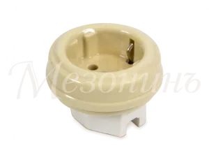 Розетка ретро фарфоровая, двухполюсная, с заземляющим контактом(D70x20,16А, 250В, IP20, без подъем GE70301-02k