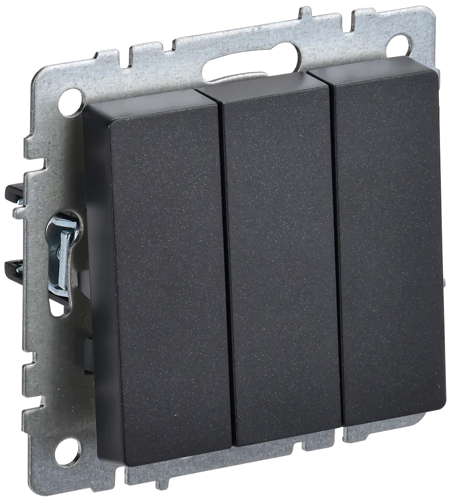 BRITE Выключатель 3-клавишный 10А ВС10-3-0-БрЧ черный IEK