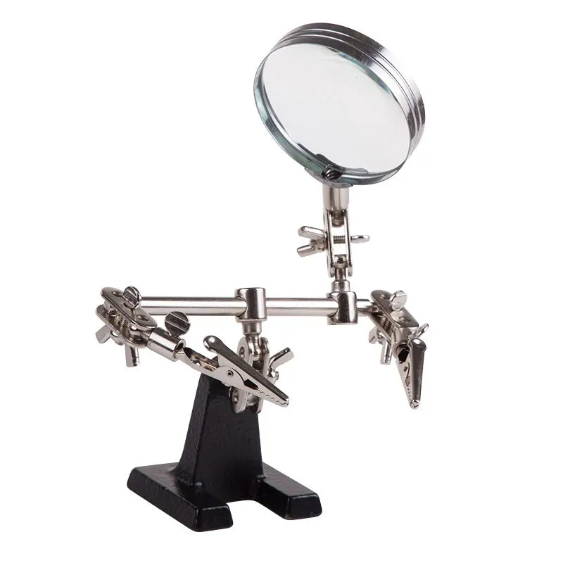 Держатель Третья рука, 2 зажима, лупа 60мм (3х), основание чугун REXANT - Фото 5