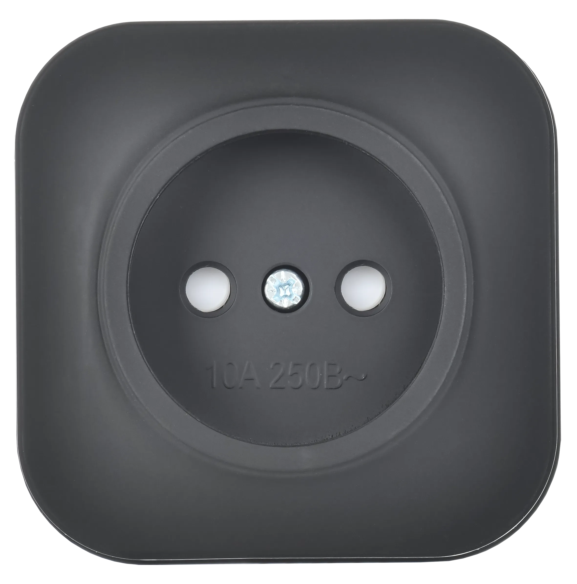 GLORY Розетка 1-местная для открытой установки без заземления с защитными шторками 10А РСш20-2-ХЧм черный матовый IEK - Фото 5