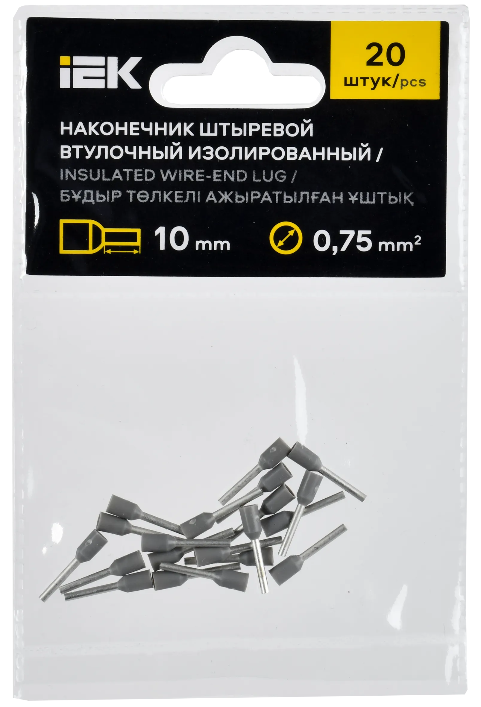 Наконечник НШВИ 0,75-10 серый (20шт/упак) IEK - Фото 2