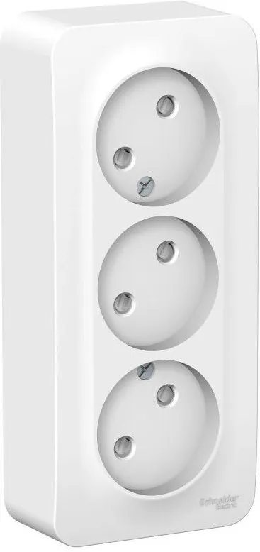 Розетка 3-м ОП Blanca 16А IP20 250В без заземл. защ. шторки с изолир. пластиной бел. SE BLNRA001311 - Фото 2