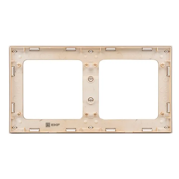 Стокгольм Рамка 2-местная белая с линией цвета шампань EKF - Фото 2