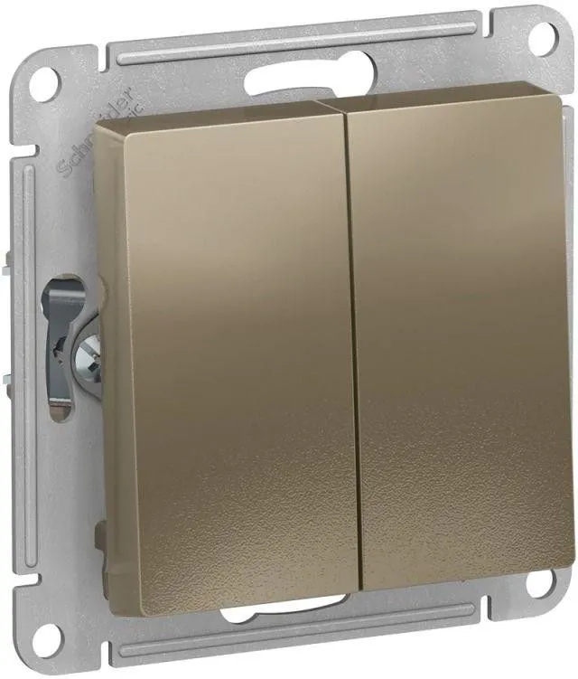 Переключатель проходной 2-кл. СП AtlasDesign 10А IP20 (сх. 6/2) 10AX механизм шампань SE ATN000565