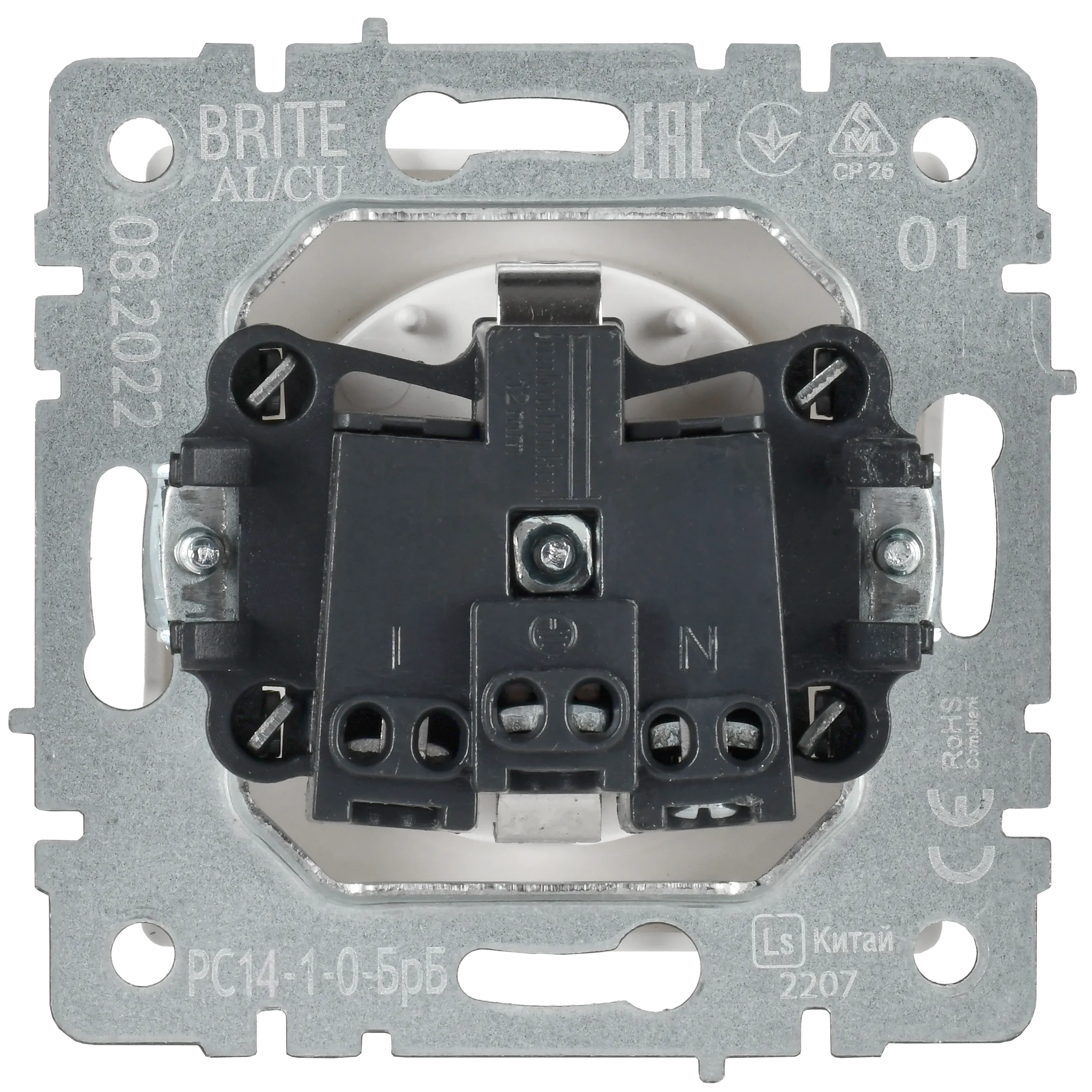 BRITE Розетка 1-местная с заземлением с защитными шторками 16А РС14-1-0-БрБ белый IEK - Фото 4