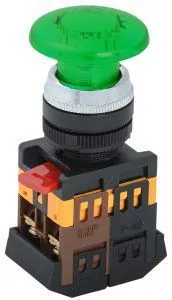 Кнопка управления AELA-22 "Грибок" d=22мм 1з+1р неон/240В зеленая IEK BBG20-AELA-K06