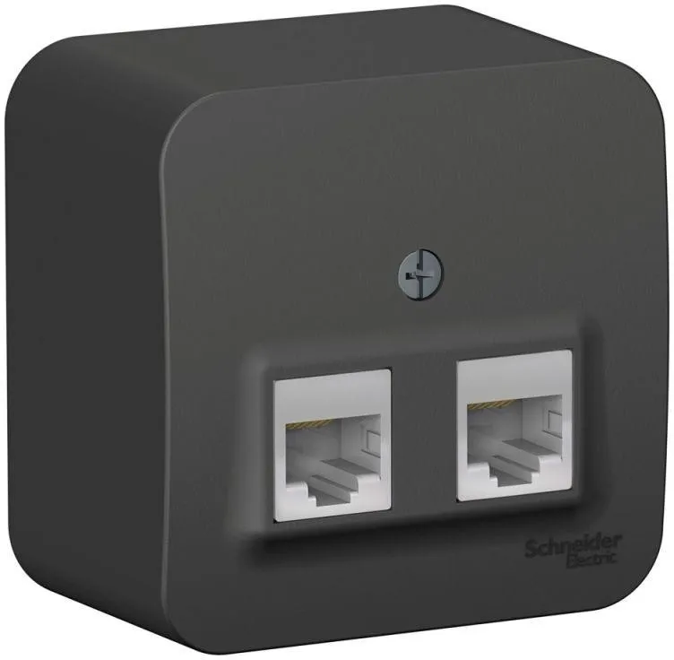 Розетка компьютерная 2-м ОП Blanca RJ45 кат.5E с изолир. пластиной антрацит SE BLNIA045456