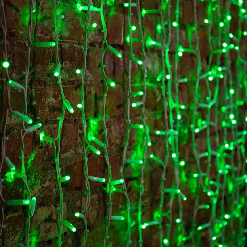 Гирлянда светодиодная Занавес 2х1,5м 360 LED ЗЕЛЕНЫЙ белый КАУЧУК IP67 постоянное свечение 230В блок в комплекте NEON-NIGHT