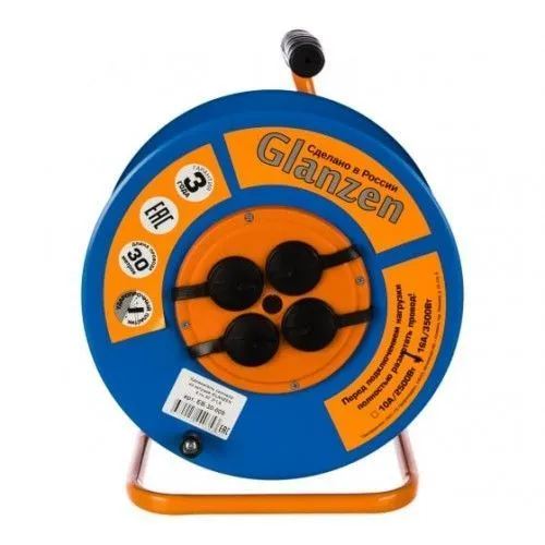 Удлинитель силовой на катушке GLANZEN 4 гн. КГ 3х1,5 арт. EB-30-009