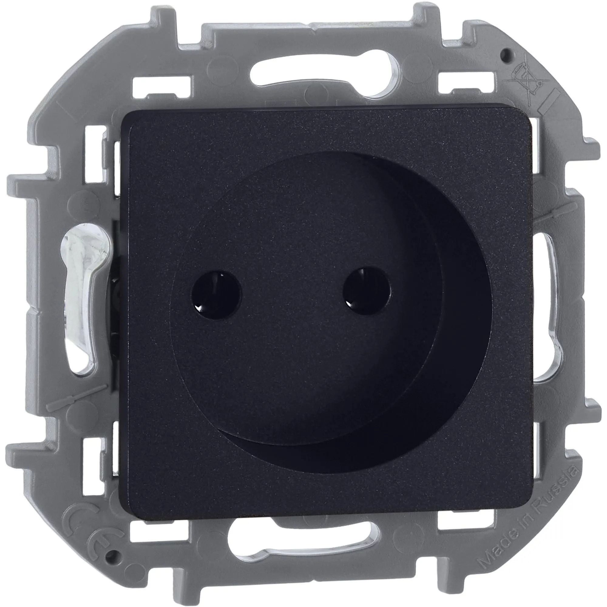 INSPIRIA Розетка 1-местная без заземления без защитных шторок 16А антрацит