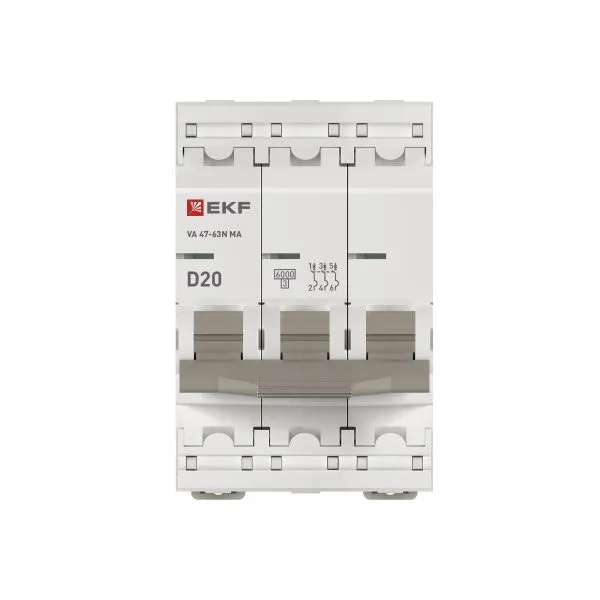 Авт. выкл. ВА 47-63N MA 3P 20А (D) 6кА без тепл. расцепит. PROXIMA EKF - Фото 4