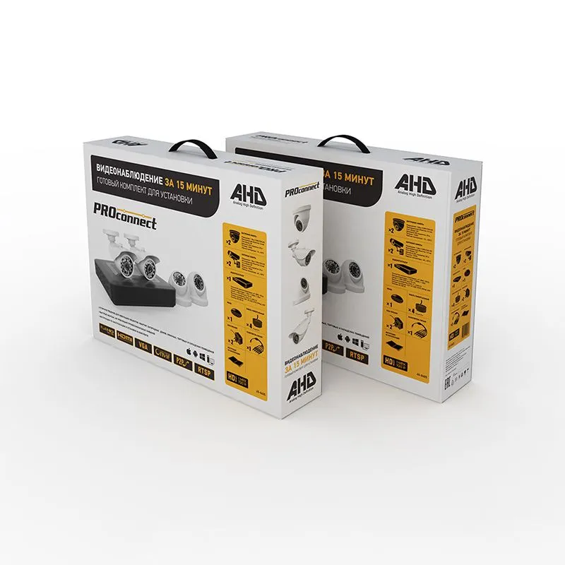 Комплект видеонаблюдения PROconnect, 2 внутренние, 2 наружные камеры AHD-M, без HDD - Фото 2