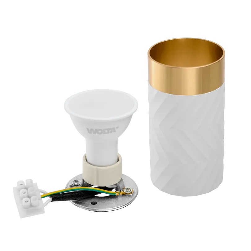 Накладной светильник WOLTA WSL-GU10/09WG IP20 под лампу GU10 Белый/золото LINEA D55x100 1/100 - Фото 7
