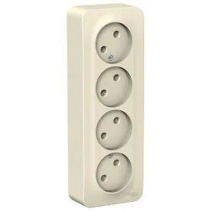 Розетка 4-м ОП Blanca 16А IP20 250В без заземл. без защ. шторок с изолир. пластиной молоч. SE BLNRA000412 1210520
